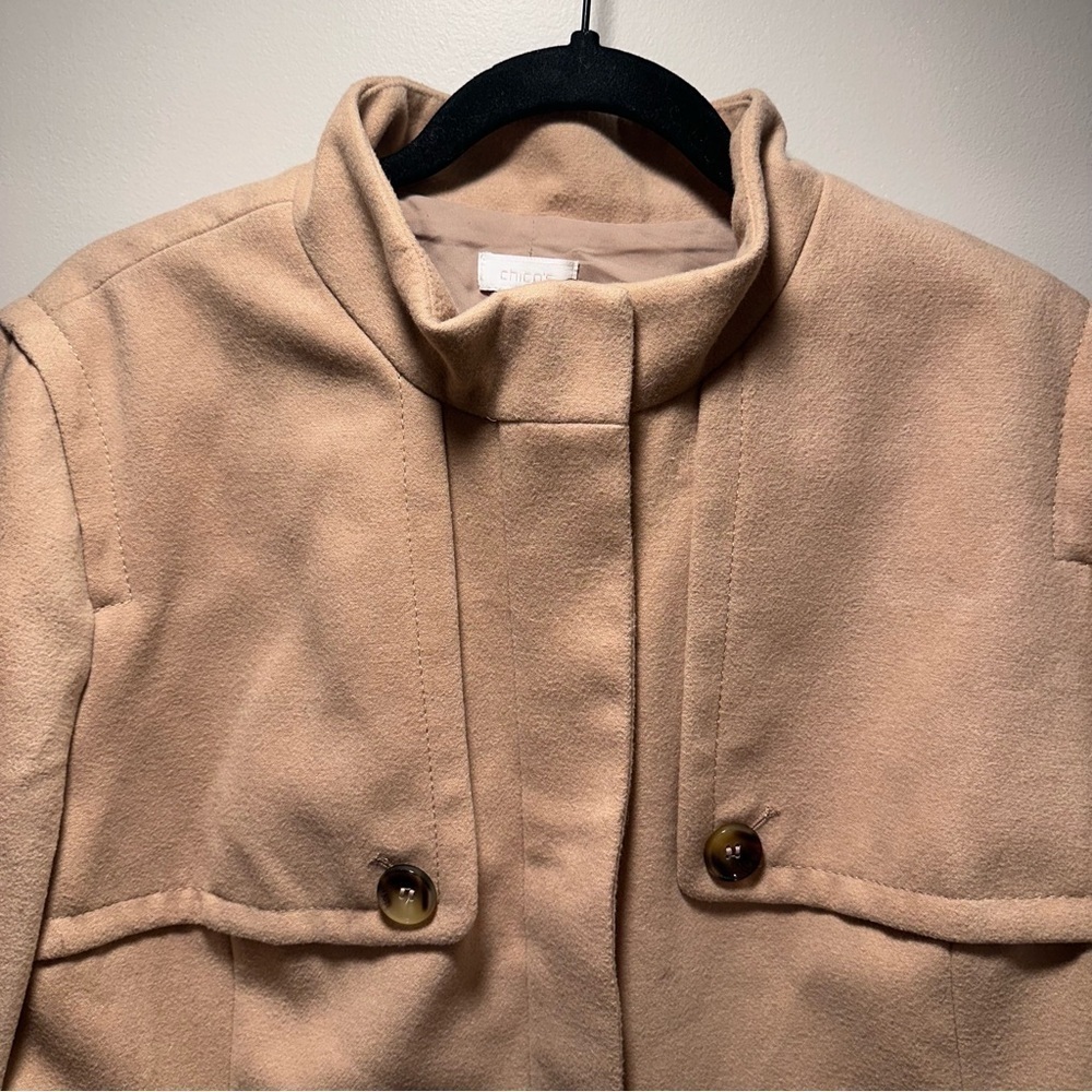 Chico’s Fleece Plush Casey Jacket Arabian Camel Size 3 Large Gold Zipper EUC - Picture 4 of 16